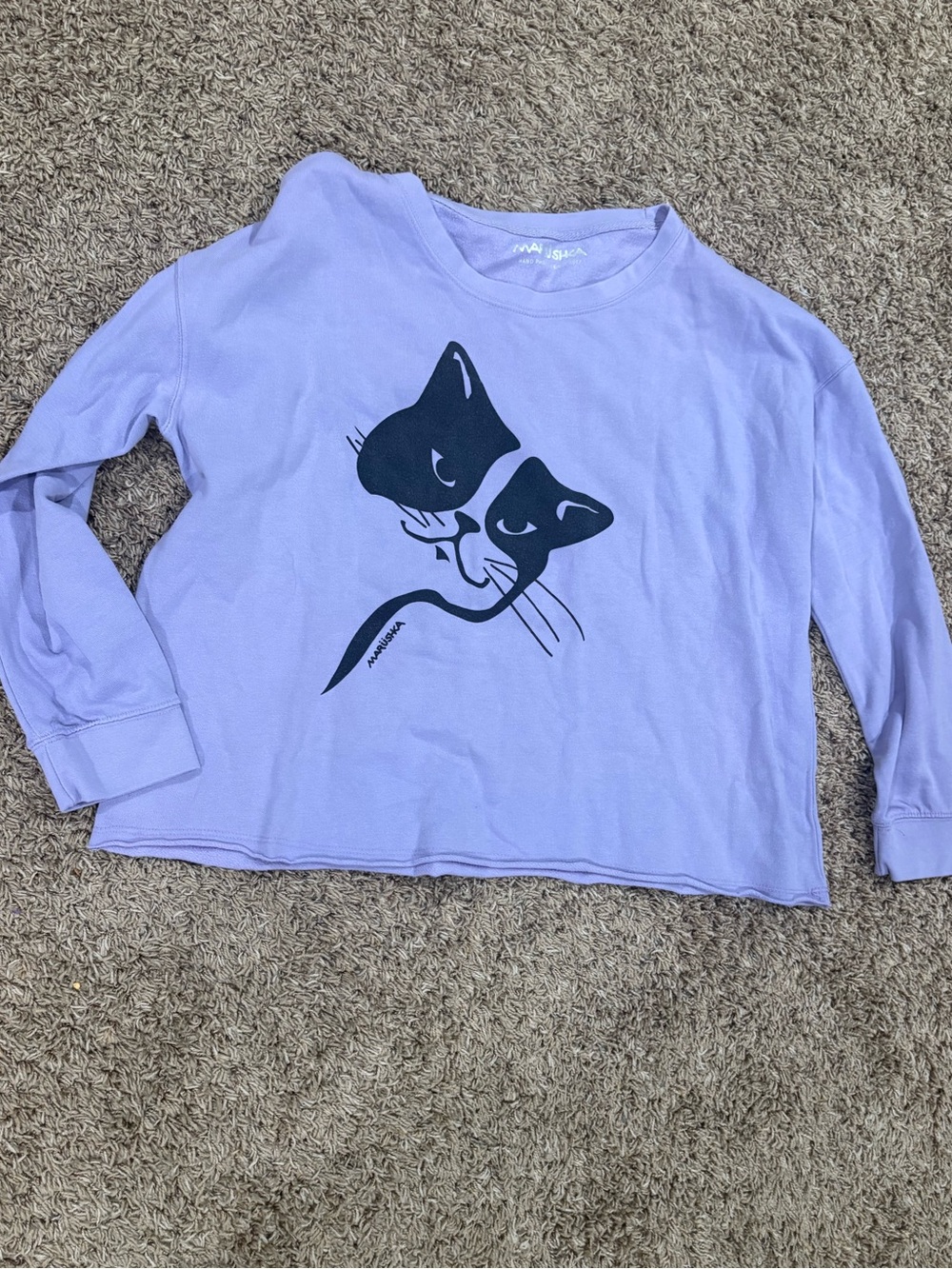 Marushka Purple Cat Hand Printed Light Sweatshirt